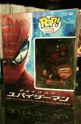 Japan Funko Pop Marvel Metallic Amazing Spider-Man + Blu-Ray - PRISTINE - LE1000