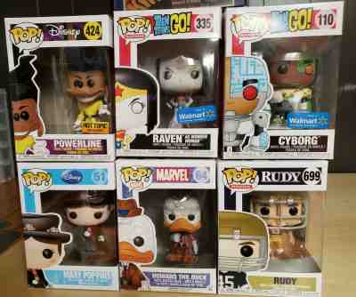 Funko Pop! lot of 6 Powerline Mary Poppins Rudy Cyborg Raven Howard the Duck