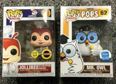 Funko Pop! Ad Icons Lot! Mr.Owl & GITD Jollibee in Barong