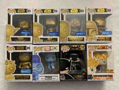 Funko Pop Lot of 8 Star Wars Yoda Chewbacca Jango Fett Darth Maul Rey Not Mint