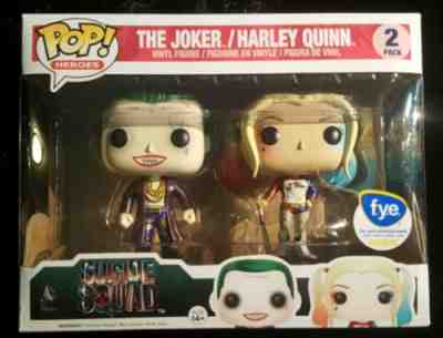 Funko Pop! SUICIDE SQUAD The Joker & Harley Quinn Metallic 2-pk FYE Exclusive