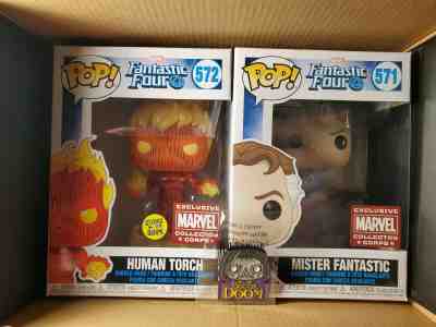 Funko POP Fantastic Four Marvel Collector Corps Mr. Mister / Torch 571 572 NIB