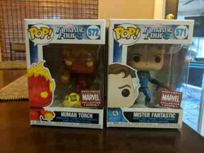 Funko POP! Fantastic Four Collector Corps - Human Torch #572 (GITD)+ 571 Lot