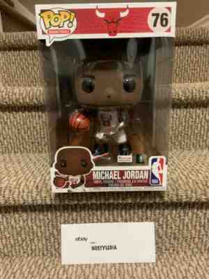 MICHAEL JORDAN 10 INCH FUNKO POP #76 HOME WHITE JERSEY FOOTLOCKER EXCLUSIVE BRED