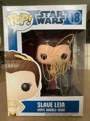 CARRIE FISHER Signed Funko Pop! Star Wars Slave Leia (Vaulted) #18