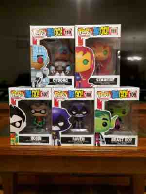 Funko POP Teen Titans GO Robin Beast Boy Raven Cyborg Starfire Vaulted Set of 5