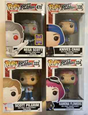 Scott Pilgrim Funko Pops Set of 4 - #470 Nega Scott, #335, #333, #334 Ramona 