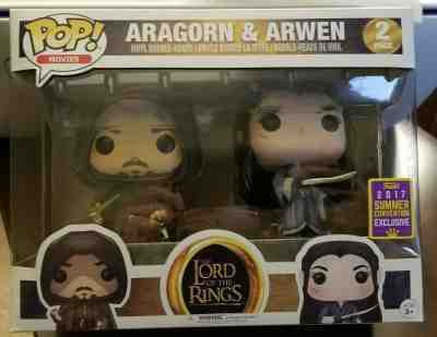 Funko POP Lord Of The Rings Aragorn Arwen SDCC 2017 Summer Exclusive 2 Pack LOTR