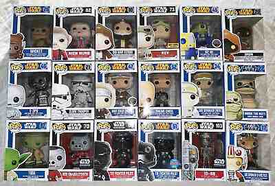 HUGE FUNKO POP STAR WARS LOT OF 18 VAULTED EXCLUSIVES HAN LUKE REY YODA NYCC