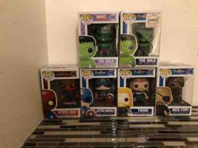 Marvel POP Lot.Spider Man 15 Capt.America 10 Thor 12 Nick Fury 14 Hulk 13 & 8