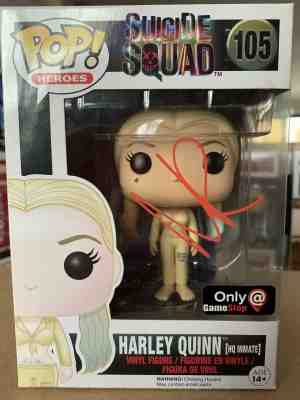 MARGOT ROBBIE Signed Funko Pop! Harley Quinn (Suicide Squad) (Inmate) #105