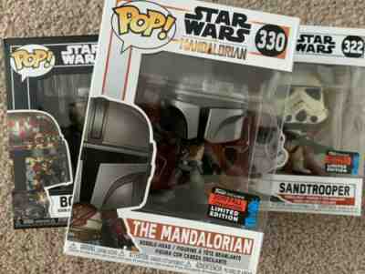 Funko Pop! The Mandalorian NYCC, Sandtrooper NYCC & Boba Fett Exclusive