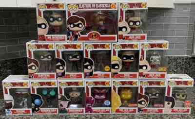 NEW FUNKO POP DISNEY INCREDIBLES 2 SET OF 15 VINYL FIGURES W/ CHASE + EXCLUSIVES