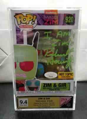 Funko Pop Television Invader Zim ZIM & GIR signed autograph authenticated Graded