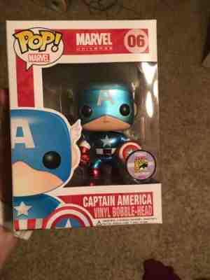 Funko Pop Metallic Captain America Rare Great Condition Beautiful Piece 480 Sdcc