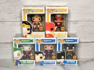 FUNKO POP! DC UNIVERSE METALLIC CHASE SET OF 5 VAULTED RARE RETIRED OG TOUCAN 