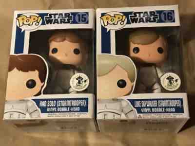 FUNKO POP STAR WARS Luke Skywalker Han Solo (Stormtrooper) ECCC EMERALD CITY CC