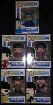 ULTRA RARE Set Beatles Funko Pop In Clear Protective Cases Boxes Are Near Mint