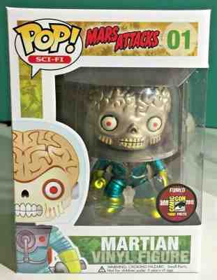 Funko Pop! Mars Attacks Martian #01 Metallic SDCC 2012 480 Piece In Hard Stack