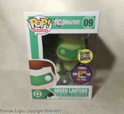 2010 Funko Pop Heroes SDCC 09 Green Lantern GLOW Vinyl Figure Boxed Clean DC