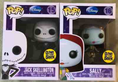 Funko Pop Jack Skellington #15 & Sally #16 Nightmare Before Christmas Glow