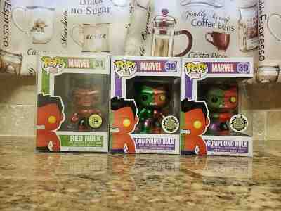 Funko Pop! Toy Anxiety Exclusive Compound Hulks & SDCC Metallic Red Hulk #31 