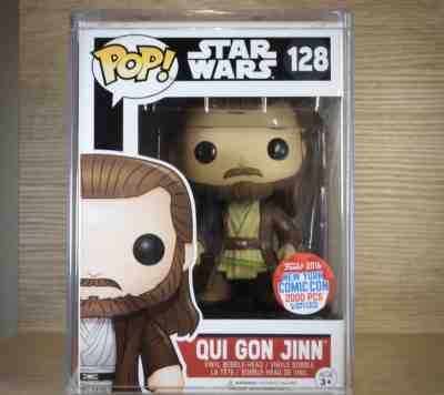 Funko Pop! Star Wars #128 Qui Gon Jinn NYCC LE2000 MINT within pop stack!