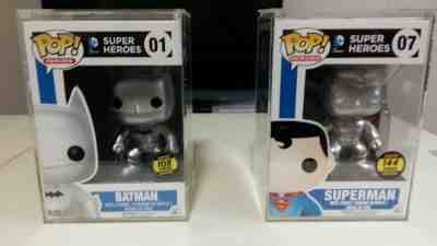 Silver Batman and Superman Funko Pops - Very rare