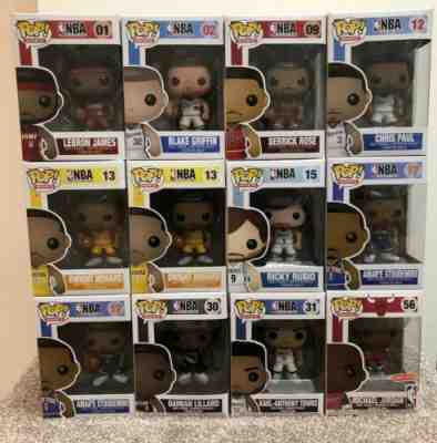 Funko Pop NBA 12 Lot - Lebron James, Derrick Rose, Chris Paul, Rubio, Jordan