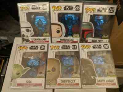 Funko Pop Star Wars 2019 Star Wars Celebration Blue Chrome Complete Set of Six. 