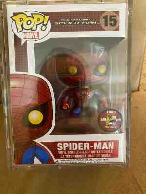 Rare 480 Pc SDCC 2012 metallic spidey (gold eyes) !! easy 9.7/10 w/pop shield 