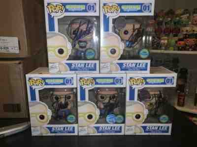 Funko Pop Set of 5 Series 1 Of Stan Lee Convention Exclusive signed, Authentic