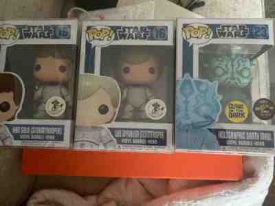 3 Limited Edition Star Wars Funko Pops. 