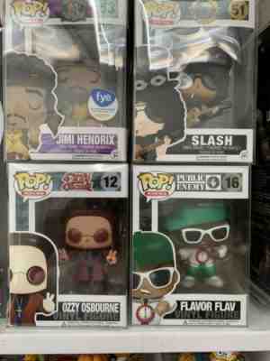 Pop Rocks! Funko Pop Ozzy Osbourne, Flavor Flav. Jimi Hendrex, Slash