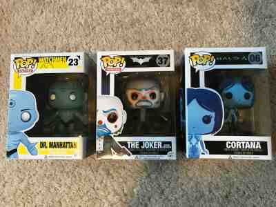 The Joker Bank Robber! Cortana! and Dr. Manhattan! Vaulted Funko Pop Set!