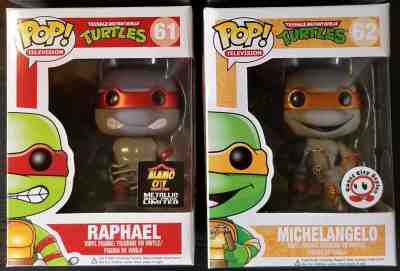 Funko POP TMNT GrayScale Grey Metallic Set of 2 Exclusive RARE MINT Coast City