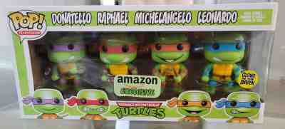 Funko Pop Teenage Mutant Ninja Turtles TMNT MIB GITD GLOW AMAZON Exclusive Set