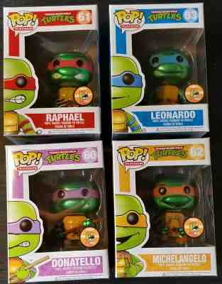 Funko POP TMNT Metallic Comic Con Set of 4 Exclusive RARE MINT