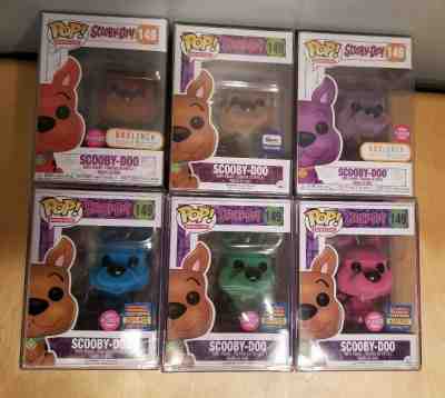 Funko Pop Scooby Doo Flocked Set Lot Bundle Of 6 Super Rare w/ Hard Stacks Grail