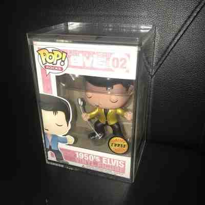 Rare Chase Funko Pop Rocks: 1950's Elvis Metallic Gold + Hard Stack