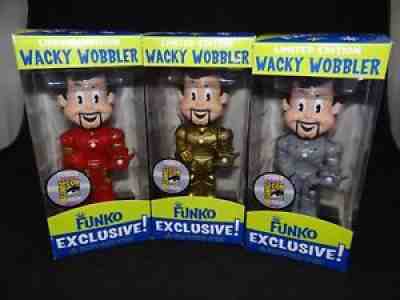 FUNKO FREDDY IRON MAN RED GOLD GREY SDCC 2009 WACKY WOBBLER SET 48 MADE EA. Pop