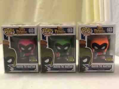 Funko Marvin The Martian Duck Dodgers Set SDCC 2017 LE Neon Pink Orange Green