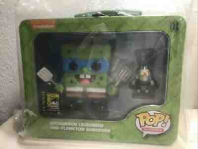 FUNKO POP SPONGEBOB LEONARDO & PLANKTON SHREDDER TMNT 2014 SDCC 1000 Limited