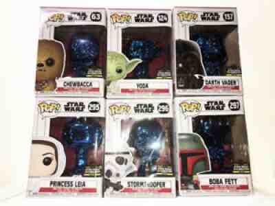 Star Wars Celebration 2019 Blue Chrome FUNKO POP Complete Set of Six