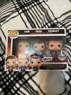 Funko Pop Metallic Bloody 3 Pack! Sam, Dean, Crowley NYCC Exclusive 175/175!