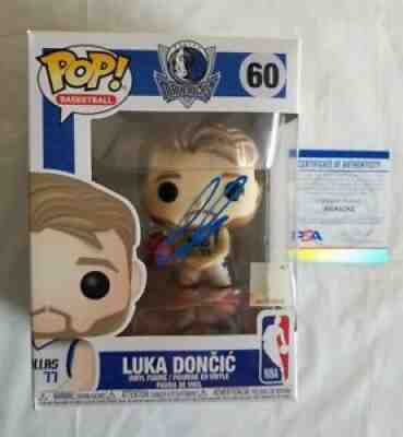 NBA LUKA DONCIC SIGNED FUNKO POP FIGURE w/ PSA COA AUTOGRAPHED DALLAS MAVERICKS