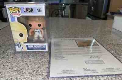 Dirk Nowitzki Funko Pop Orginial vaulted Rare Signed COA JSA wow