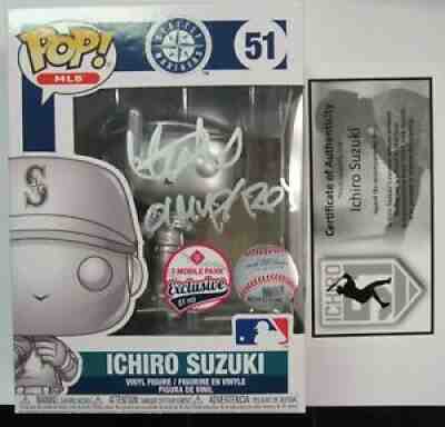 SILVER Ichiro Autographed Funko Pop Figure with COA 51 Pieces Made COA Mariners