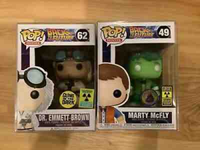 Emmett Brown Radiation Hazard Glows In The Dark Funko Pop Marty Mcfly GITD Bundl