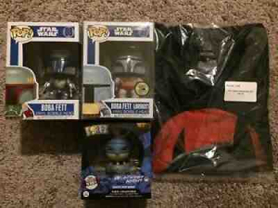 Funko Lot: SDCC LE480 Droids Boba Fett, LEGO Jango Fett, Dorbz Batman, POP Tee